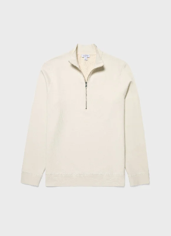 Men's Undyed Half Zip Loopback Sweatshirt in Undyed